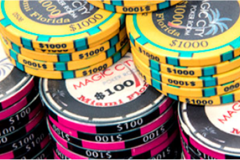 A stack of poker chips