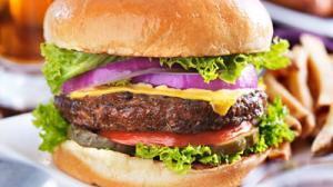 Close up of a burger and fries
